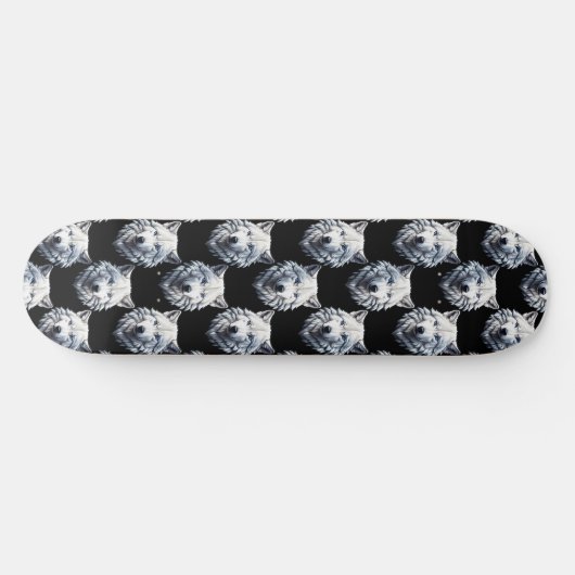 White Wolf Head Pattern Design Persoonlijk Skateboard (Horizontaal)