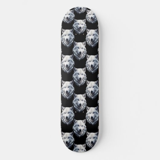 White Wolf Head Pattern Design Persoonlijk Skateboard (Voorkant)