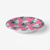 White Wolf Head Pattern Design Pink  Papieren Kommen (Gebogen)