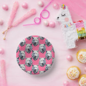 White Wolf Head Pattern Design Pink  Papieren Kommen (Feest)