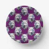 White Wolf Head Pattern Design Purple  Papieren Kommen (Voorkant)