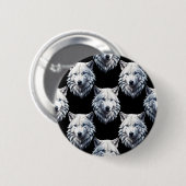 White Wolf Head Pattern Design Ronde Button 5,7 Cm (Voorkant /achterkant)