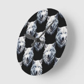 White Wolf Head Pattern Design Ronde Klok (Hoek)