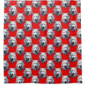 White Wolf Head Pattern Design - Rood Douchegordijn (Voorkant)