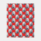 White Wolf Head Pattern Design - Rood Fleece Deken (Voorkant)