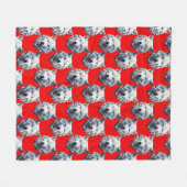 White Wolf Head Pattern Design - Rood Fleece Deken (Voorkant (Horizontaal))