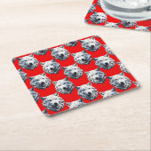 White Wolf Head Pattern Design - Rood Kartonnen Onderzetters (Schuin)