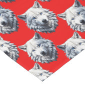 White Wolf Head Pattern Design - Rood Korte Tafelloper (Hoek)
