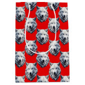 White Wolf Head Pattern Design - Rood Medium Cadeauzakje (Voorkant)