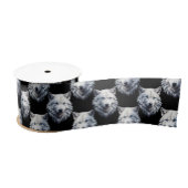 White Wolf Head Pattern Design Satijnen Lint