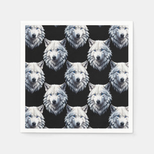 White Wolf Head Pattern Design Servet