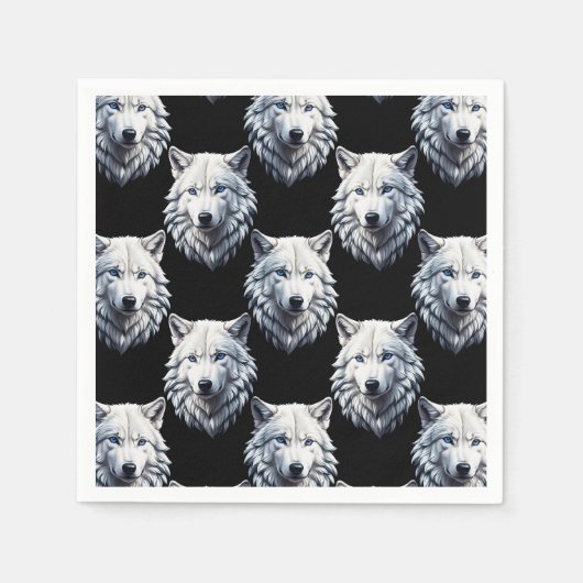White Wolf Head Pattern Design Servet (Voorkant)