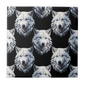 White Wolf Head Pattern Design Tegeltje (Voorkant)