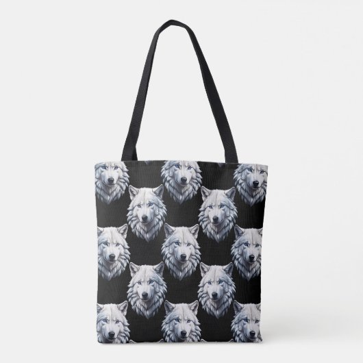 White Wolf Head Pattern Design Tote Bag (Achterkant)