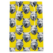 White Wolf Head Pattern Design Yellow  Medium Cadeauzakje (Voorkant)