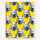 White Wolf Head Pattern Design Yellow Notitieboek (Voorkant)