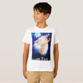 White Wolf Howling bij de Full Blue Moon T-shirt (Voorkant volledig)