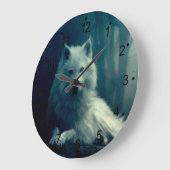 White wolf in the night forest grote klok (Hoek)