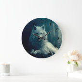 White wolf in the night forest grote klok (Huis)