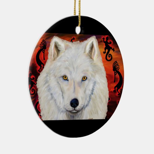 White Wolf Keramisch Ornament (Rechts)