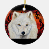 White Wolf Keramisch Ornament (Voorkant)