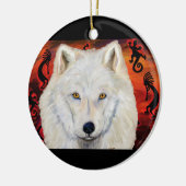 White Wolf Keramisch Ornament (Links)