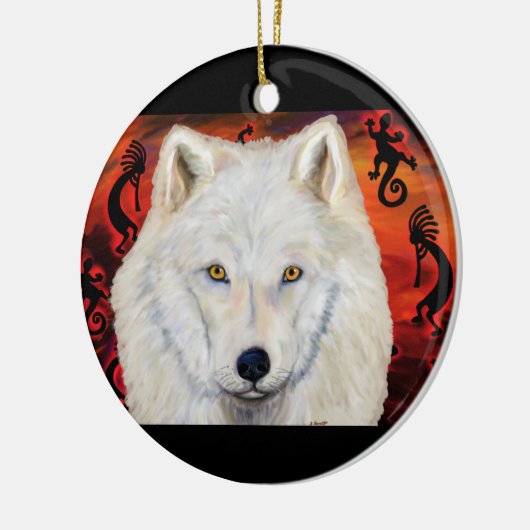 White Wolf Keramisch Ornament (Links)
