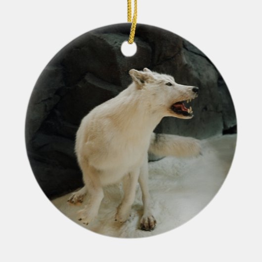 White Wolf Keramisch Ornament (Voorkant)