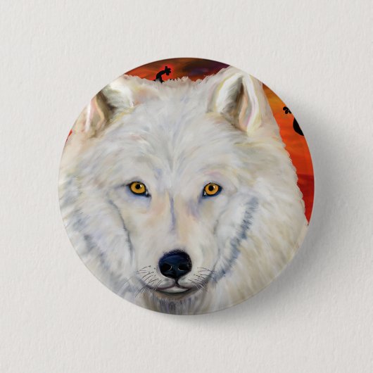 White Wolf Kokopelli Ronde Button 5,7 Cm (Voorkant)