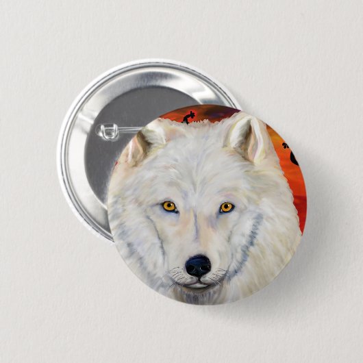 White Wolf Kokopelli Ronde Button 5,7 Cm (Voorkant /achterkant)