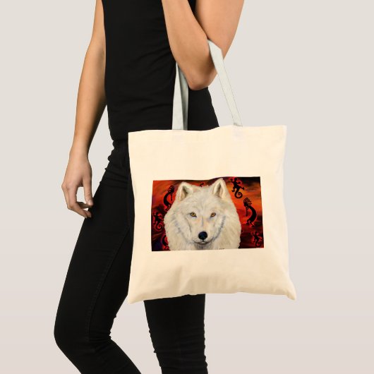 White Wolf Kokopelli Tote Bag (Voorkant (product))