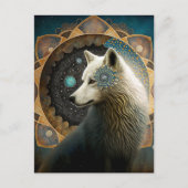 White Wolf Mandala Briefkaart (Voorkant)