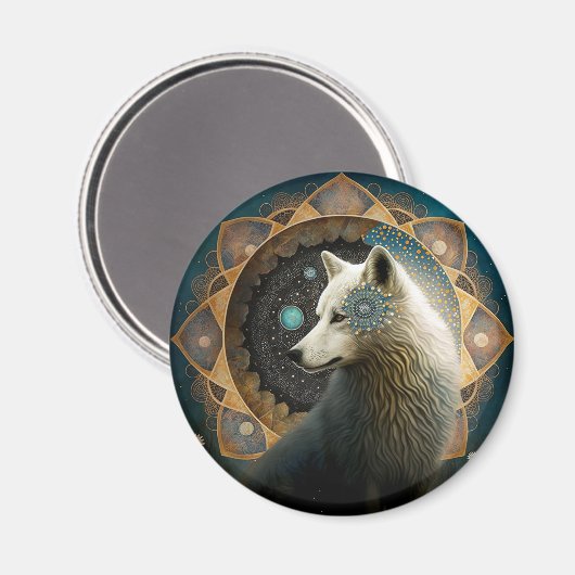 White Wolf Mandala Magneet (Voorkant / Achterkant)