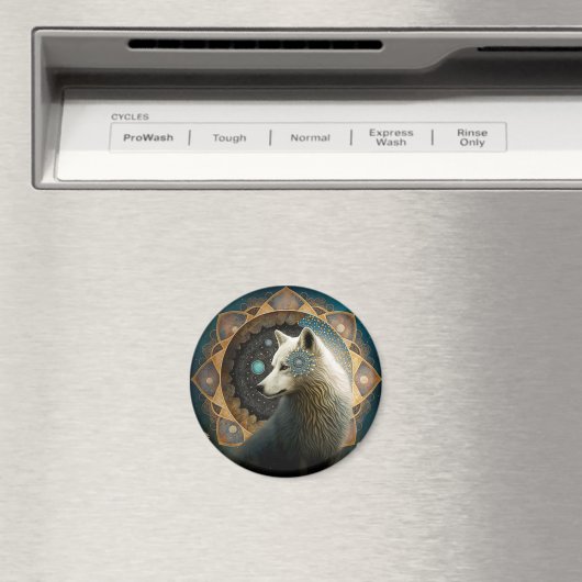 White Wolf Mandala Magneet (Insitu (Vaatwasser))