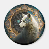 White Wolf Mandala Magneet (Voorkant)