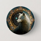 White Wolf Mandala Ronde Button 5,7 Cm (Voorkant)