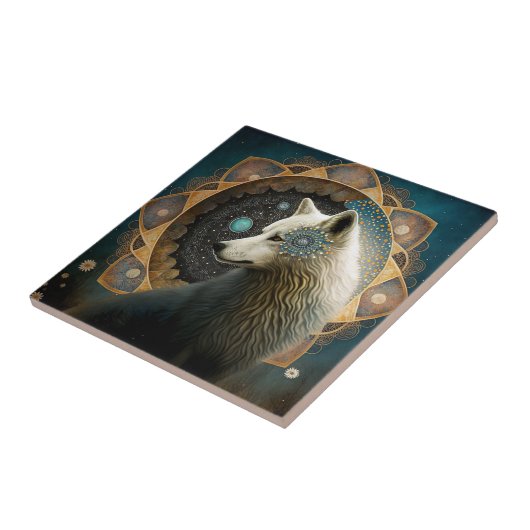 White Wolf Mandala Tegeltje (Zijkant)