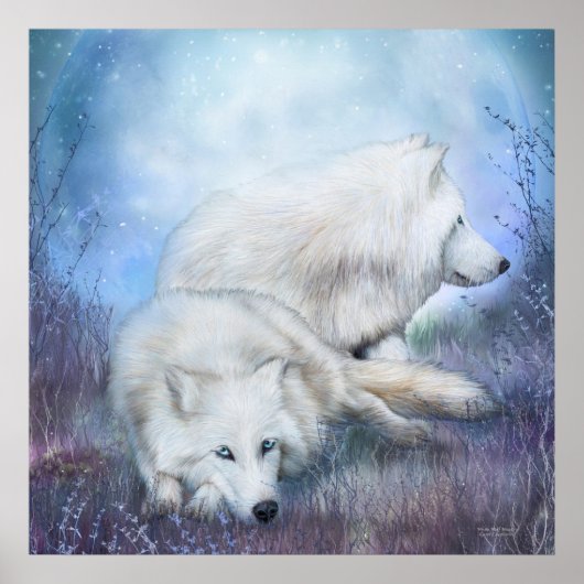 White Wolf Mates Art Poster/Print Poster (Voorkant)