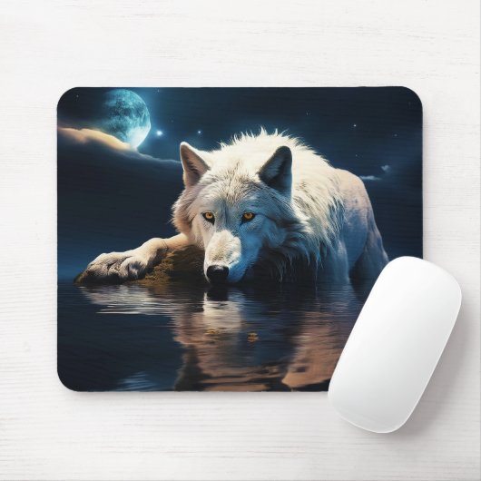White Wolf Mousepad Muismat (Met muis)