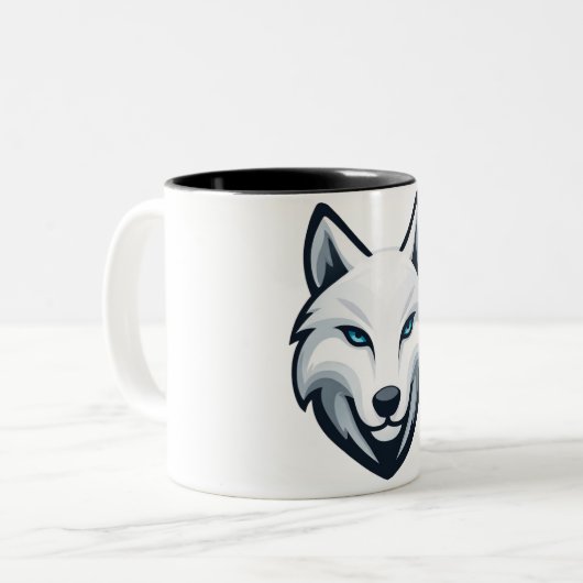 White Wolf Mug Tweekleurige Koffiemok (Voorkant links)