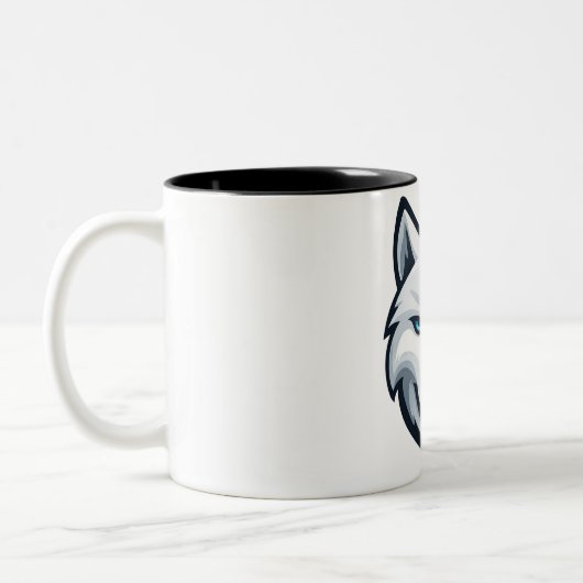 White Wolf Mug Tweekleurige Koffiemok (Links)