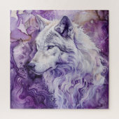 White Wolf on Purple Abstract Legpuzzel (Verticaal)