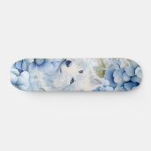 White Wolf Pastel Blue Watercolor Florals Persoonlijk Skateboard (Horizontaal)