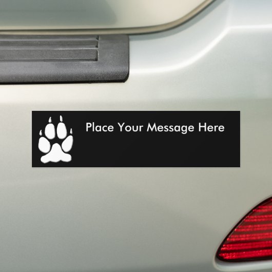 White Wolf Paw Print Bumpersticker (Op auto)