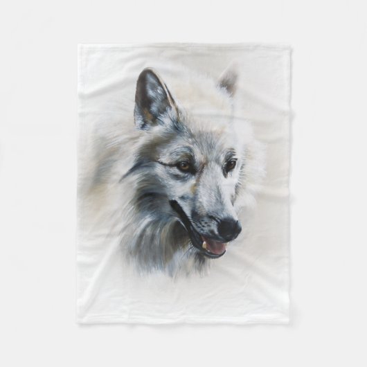 White Wolf Portrait Fleece Deken (Voorkant)
