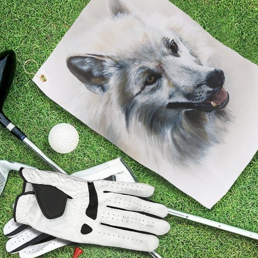 White Wolf Portrait Golfhanddoek
