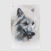 White Wolf Portrait Golfhanddoek (Voorkant)