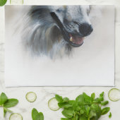 White Wolf Portrait Theedoek (Gevouwen)