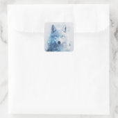 White Wolf Portrait with Piercing Blue Eyes Vierkante Sticker (Tas)