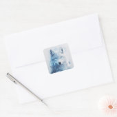 White Wolf Portrait with Piercing Blue Eyes Vierkante Sticker (Envelop)